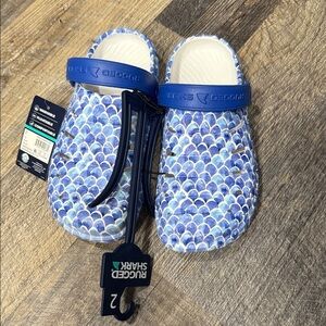Rugged Shark Kids Blue Mermaid Slippers